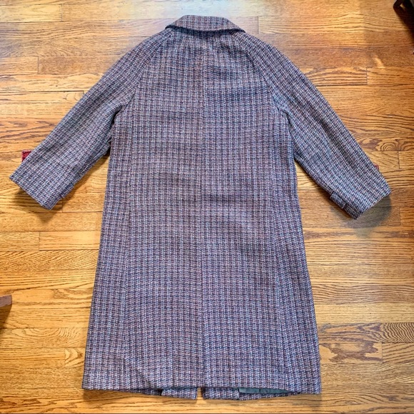 Vintage Harris Tweed 100% Scottish Wool Long Trench Coat Size XL - Picture 7 of 10